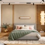 Modern bedroom interior design with fluted panelling