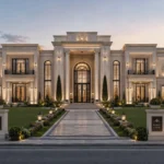 Luxury villa exterior at dusk designed by TSC Design Studio
