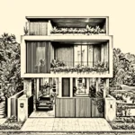 Concept sketch of a contemporary home elevation
