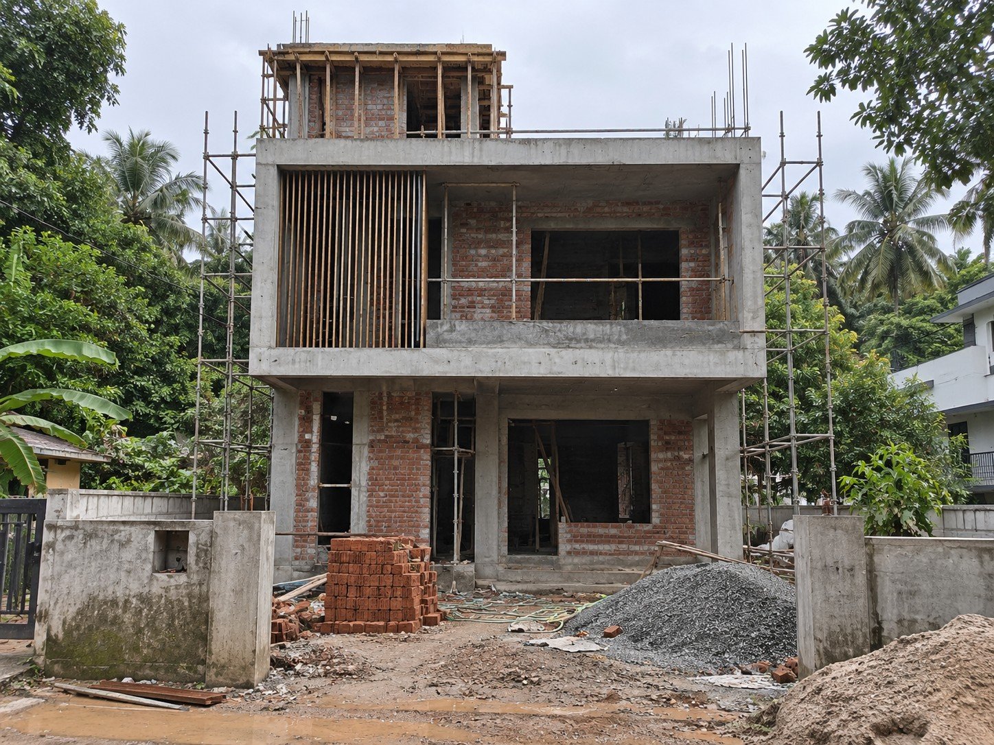Construction stage – contemporary Indian home – TSC Design Studio