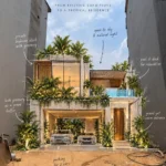 Site concept – from an empty urban plot to a modern tropical residence elevation